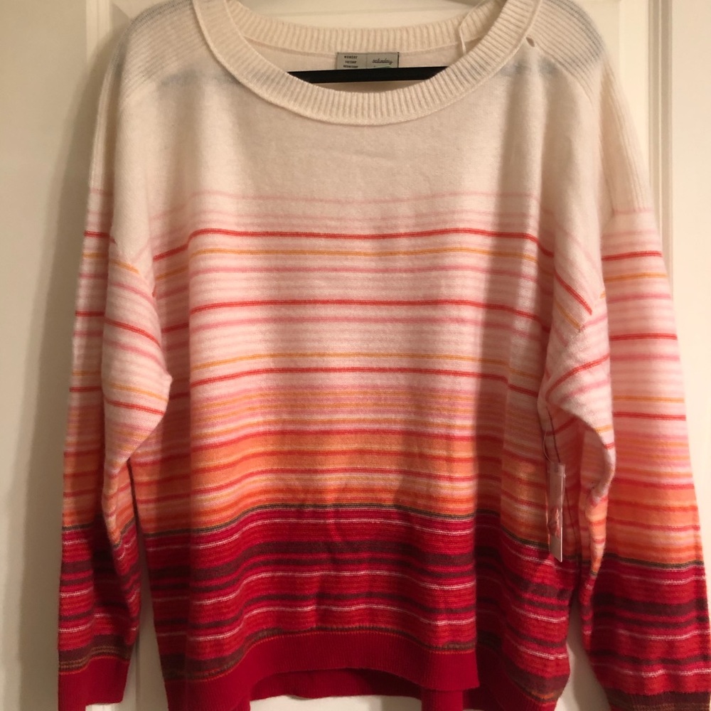 NWT Anthropologie striped crew neck cashmere sweater, size large